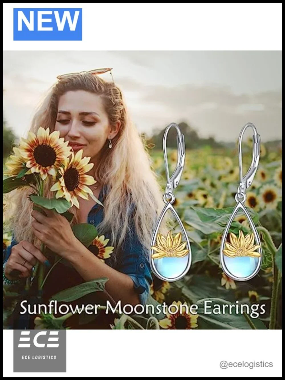 Sterling Silver Leverback Sunflower Dangle Earrings for Women